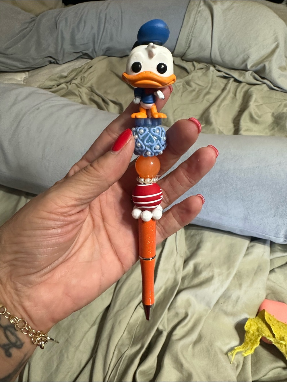 Donald Duck Orange Beaded Pen